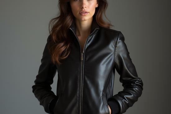 Women's Leather Bomber Jacket