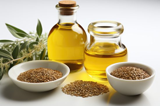Cold pressed Sesame oil and raw Sesame seeds